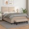 vidaXL Pat box spring cu saltea, cappuccino, 140x200cm piele ecologică 3137610