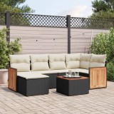 vidaXL Set canapele de grădină cu perne, 7 piese, negru, poliratan 3260264
