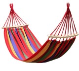 Hamac Dublu Multicolor, 200x150cm, Bara Lemn 80cm, 2 Persoane, Sarcina Max 180kg, Bumbac/Poliester, Portabil