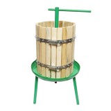 Teasc manual din lemn pentru struguri, capacitate 30L, cu suport metalic