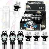 Set 24 sticlute pentru baloane de sapun la petrecerea copiilor Meishang, plastic, alb/negru, 13 cm