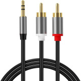 Cablu audio, lungime 1 metru, mufa stereo Jack 3.5mm, 2 mufe RCA, negru, ProCart