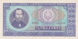 Bancnotă Rom&acirc;nia 100 Lei 1966 Nicolae Bălcescu &ndash; Republica Socialistă Rom&acirc;nia