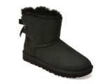 Ghete UGG negre, MINI BAILEY BOW II, din piele intoarsa