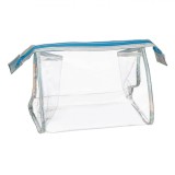 Portfard Transparent Valiză, Argintiu, Margine Holografică, Dimensiuni 26x13x16 cm, Oem