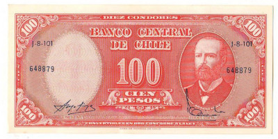 SV * Chile 100 PESOS 1960 - 1961 UNC foto