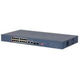 Switch PoE Dahua administrabil Cloud, 18 porturi, 240W, Hi-PoE, 250 m