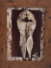 Tablou nou modern,nud-Cuplu atipic, rama deosebita, Valentine&#039;s day,pictor roman