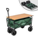 Cărucior de plajă pliabil premium de grădină cu masă verde