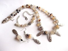 set colier ,bratara reglabila si cercei cu agate 41594