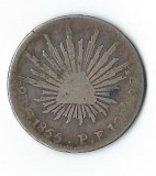 Moneda 2 reales 1855 Go PF - Mexic, 6,76 g argint 0,903