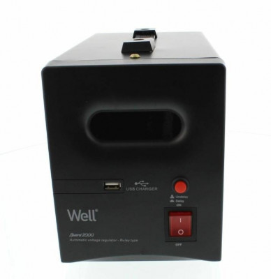 Stabilizator automat de tensiune cu releu 2000VA 1200W, negru Well foto