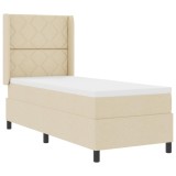 vidaXL Pat cu arcuri cu saltea cu headboard Crem 80 x 200 cm țesătură 3341677