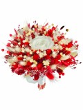 Buchet mediu personalizabil cu trandafiri si flori uscate (Alb, Rosu), Eventissimi&reg;