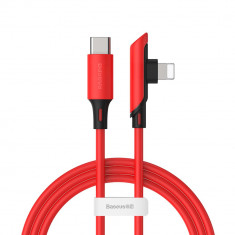 Cablu de date/incarcare Baseus, Colorful Elbow, Lightning/USB Type-C, 1.2 M, Rosu foto