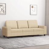 VidaXL Canapea cu 3 locuri, crem, 180 cm, material textil
