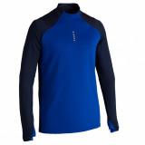Bluză Fotbal T500 Fermoar 1/2 Albastru Adulți, Kipsta