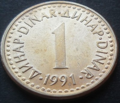 Moneda 1 DINAR - RSF YUGOSLAVIA, anul 1991 *cod 2440 B foto