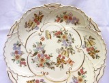 FARFURIE FRUCTIERA PORTELAN ZSOLNAY UNGARIA DECOR MANUAL AURIT CU FLORI SI FLUTURI 30 CM