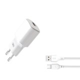 Incarcator retea XO L73, USB, 12W, 2.4A, Cablu Micro-USB inclus, Alb