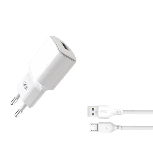 Incarcator retea XO L73, USB, 12W, 2.4A, Cablu Micro-USB inclus, Alb