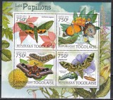 Togo 2012 - Fauna - Fluturi, Bloc, MNH, Nestampilat