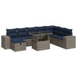 Cumpara ieftin Set canapele de gradina cu perne, 9 piese, maro, poliratan
