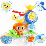 Cumpara ieftin Jucarie Baie Interactiva Copii cu Cascada, Printisor Maimuta si Stea Rotativa 360&deg;, Ventuze Puternice, Set Apa cu Pahare si Accesorii, Joc Montessori