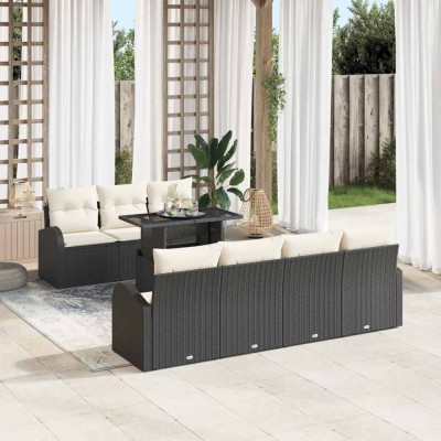 vidaXL Set de canapele pentru grădină 8 pcs Negru 100 x 55 x 73 cm 3357320 foto