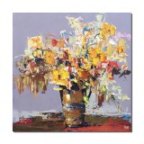 Cumpara ieftin Tablou gigant cu flori stilizate pictat manual, 90x90cm ulei pe panza in cutit efect 3D