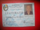 HOPCT LEGITIMATIE DE VETERAN DE RAZBOI- - ROMANIA