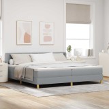 Cumpara ieftin Pat cu arcuri cu headboard Gri deschis 200 x 200 cm tesatura