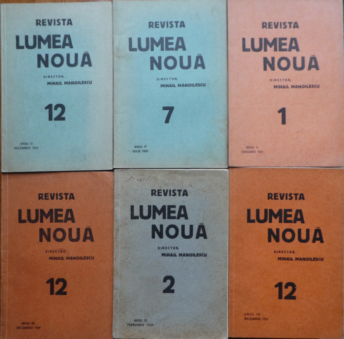 Revista Lumea noua, director Mihail Manoilescu, 20 numere, 1933 - 1941