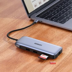HUB Multifunctional Ugreen 9in1 USB tip C - HDMI, DP, VGA, 2 x USB, Ethernet RJ45, Cititor de Carduri SD / TF, USB Tip C, PD 100W - Gri foto