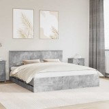 vidaXL Cadru de pat Gri din beton 180 x 200 cm Lemn Ingineresc 3410682