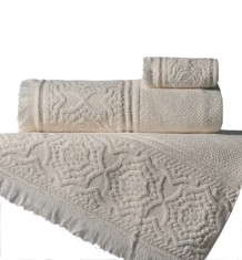 Set de 3 prosoape baie Valentini Bianco Lace Flower Crem foto