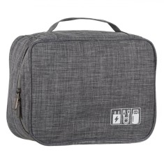 Geantă Organizare Accesorii Electrice, Model, Poliester, Gri, Dimensiuni 24.5x18.5x10cm