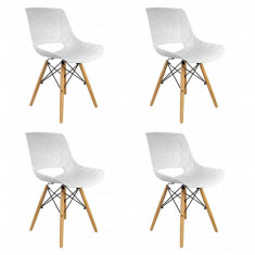 Scaune stil scandinav, PP, lemn, max 100 kg, alb, set 4 buc, 45x55x78 cm, Lars foto