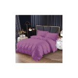 Cumpara ieftin Lenjerie de Pat Dublu Bumbac Damasc 4 Piese cu Elastic, Mov - SIPRA3-11