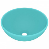 Cumpara ieftin Chiuveta baie lux verde deschis mat 32,5x14 cm ceramica rotund