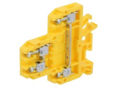 Conector de &Icirc;mbinare Șine 0,5-4mm&sup2; 2 Piste 4 Borne Galben 690V