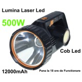 Lanterna multifunctionala, Led 500W, CREE, COB, Acumulator LI-ion, 12000mah,