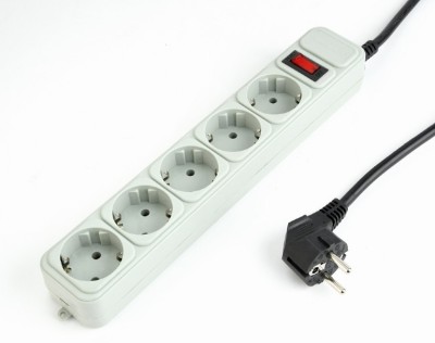 PRELUNGITOR GEMBIRD, Schuko x 5, conectare prin Schuko (T), cablu 3 m, 16 A, protectie supratensiune, protectie copii, gri, &amp;quot;SPG3-B-10C&amp;quot; (timbru verde foto