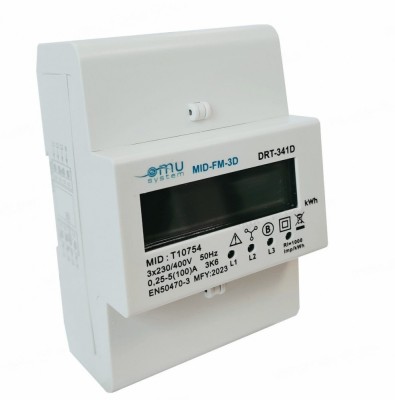 Contor digital de consum trifazic 3x100A IP51 cu montaj pe sina 4 module foto