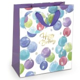 Sacosa Happy Birthday, din hartie cu maner din snur, 26.7 x 33 x 14.6 cm (20