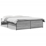 VidaXL Cadru de pat, gri sonoma, 150x200 cm, lemn prelucrat și metal