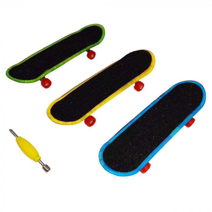 Set mini Skateboard IdeallStore&reg;, Fingerboard Light, LED, 9.5 cm, multicolor