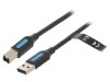 Cablu USB 2.0 A la B 3m negru PVC, Vention
