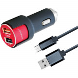 Cumpara ieftin Incarcator auto Lemontti LIAQ3MUNR3A, Qualcomm 3.0, micro USB, Negru-Rosu