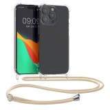 Husa Kwmobile pentru Apple iPhone 15 Pro, Transparent/Auriu, Silicon, KWM000020FE002C, Textil, Carcasa